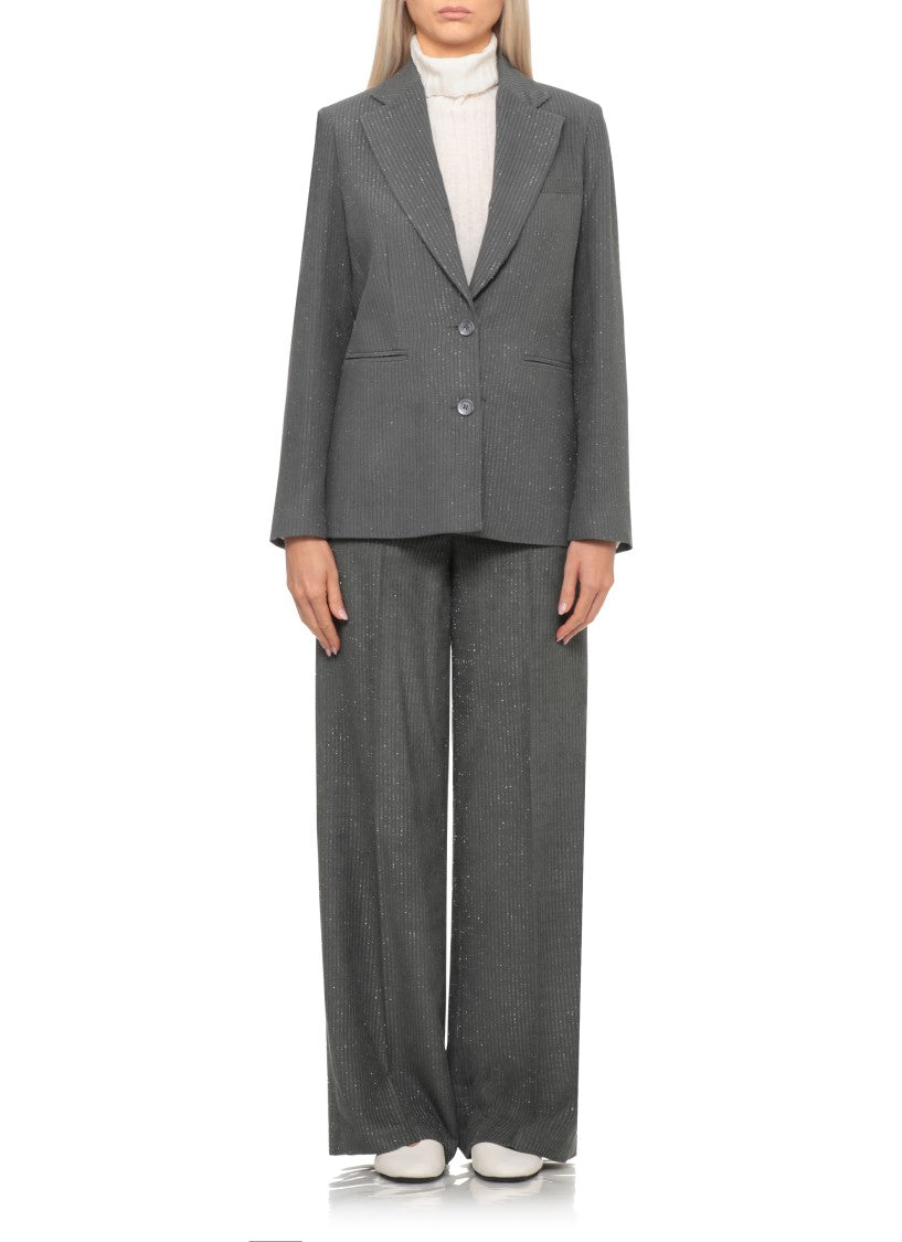 Peserico Grey Lurex Viscose Blazer