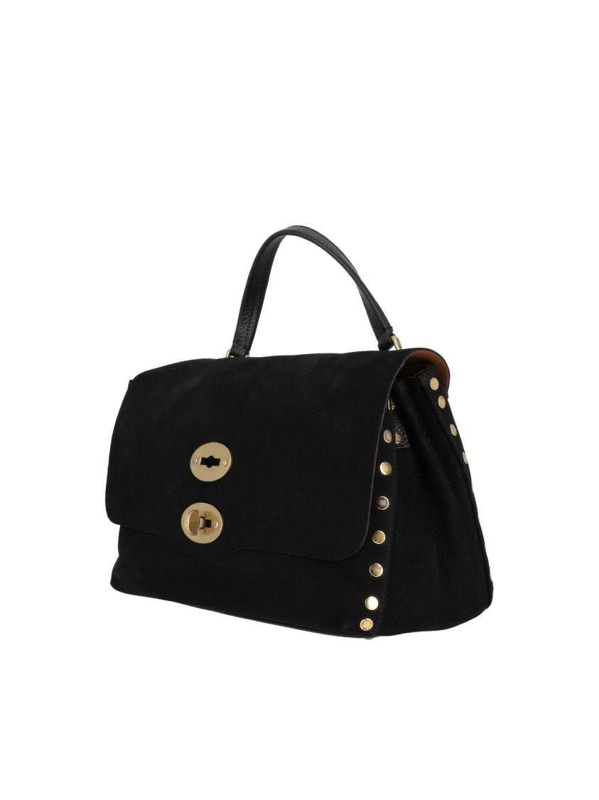 Zanellato Srl Black Postina Jones Nubuck Leather Handbag