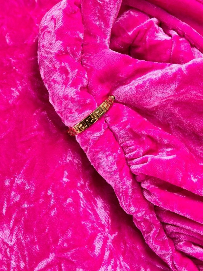 Versace Asymmetric Hot Pink Velvet Minidress