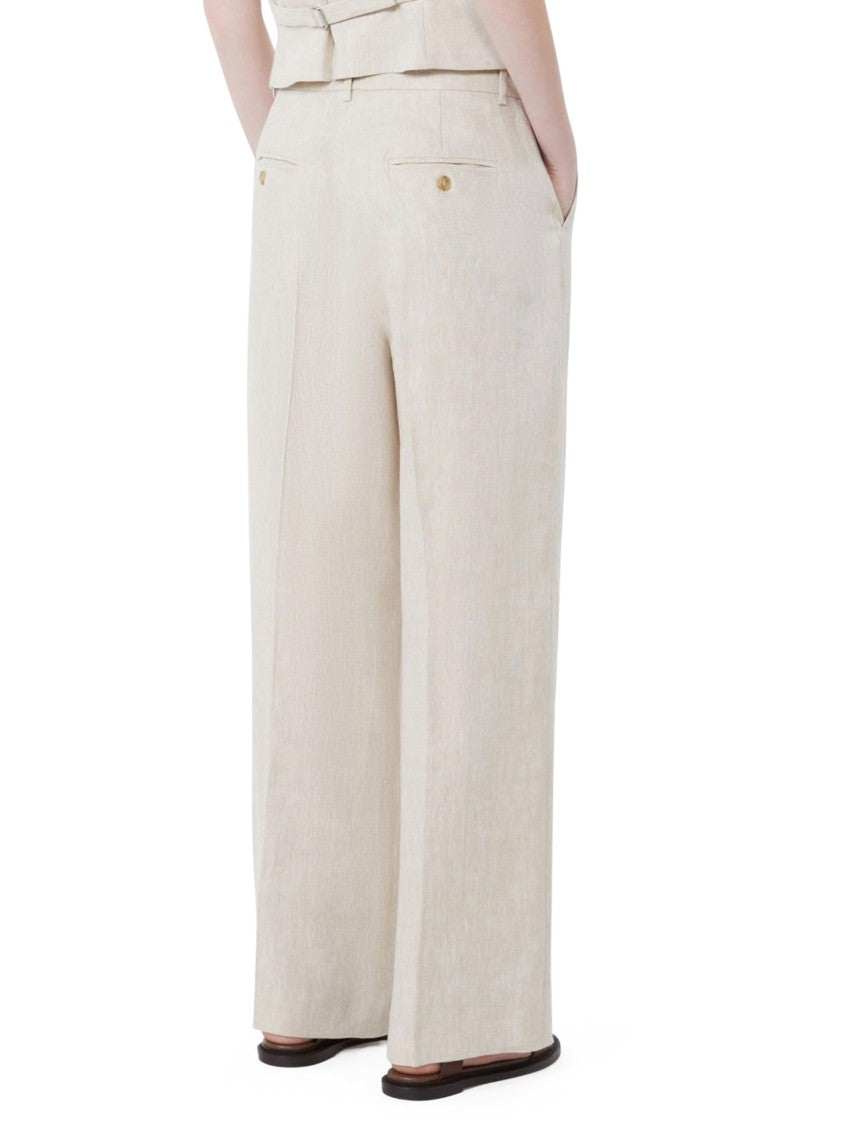 Max Mara Linen Wide-Leg Trousers With High Waist