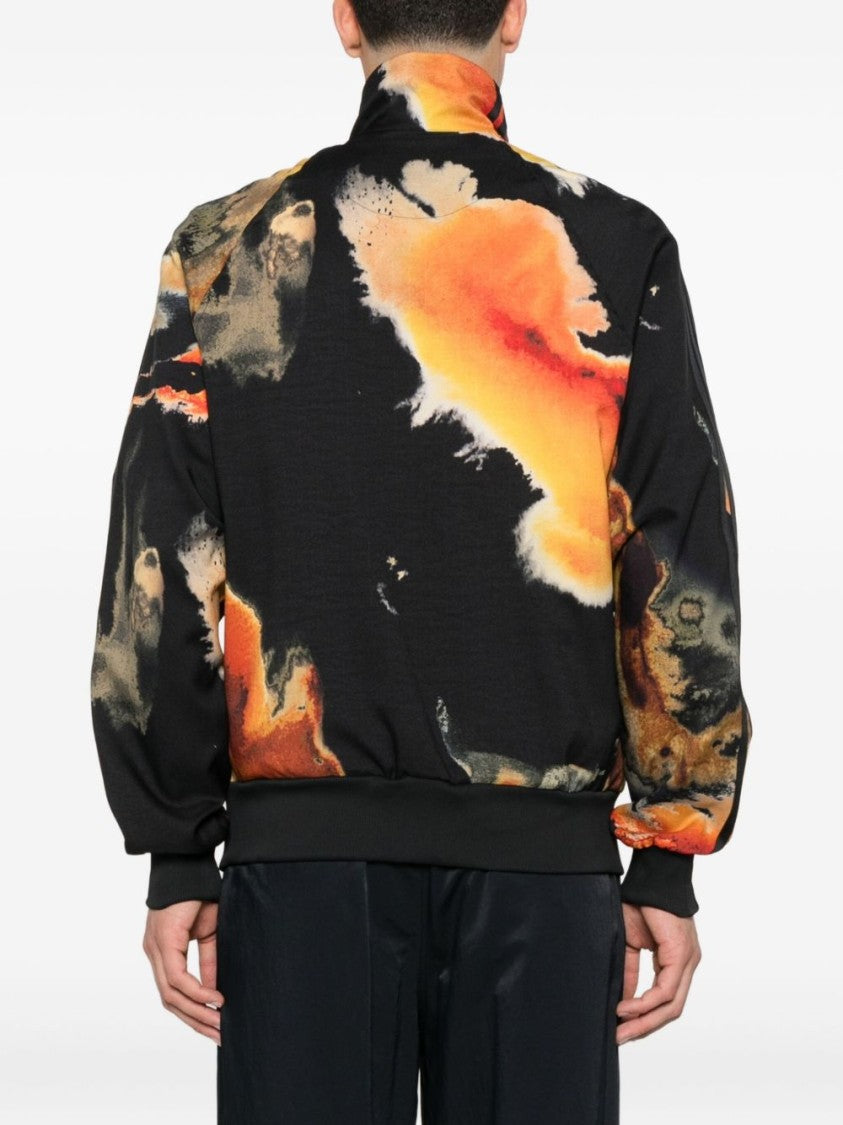 Y-3 Abstract Pattern Sweatshirt With Zip Fastening And Ribbed Edges