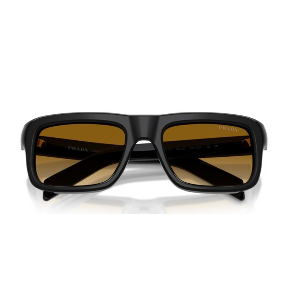 Prada Oversized Rectangular Frame Sunglasses In Glossy Black Acetate