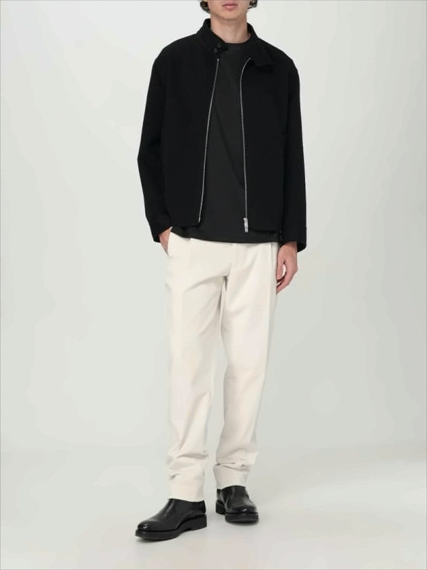 Lardini Minimalist Black Wool Jacket With High Collar