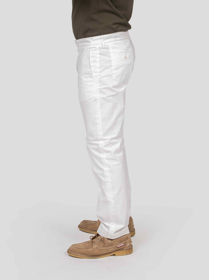 Fay White Capri Slim-Fit Tailored Pants