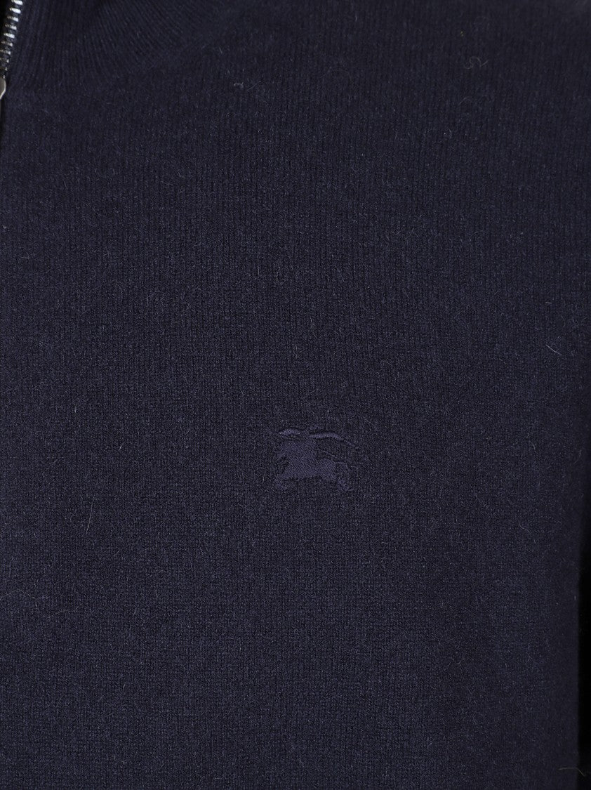 Burberry Half-Zip Knit Sweater With Ribbed Cuffs