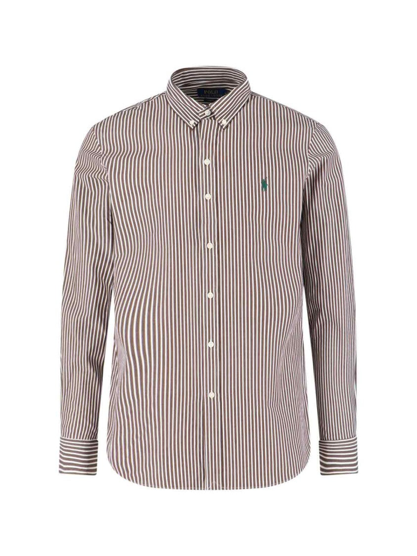 Polo Ralph Lauren Striped Logo Shirt – Brown