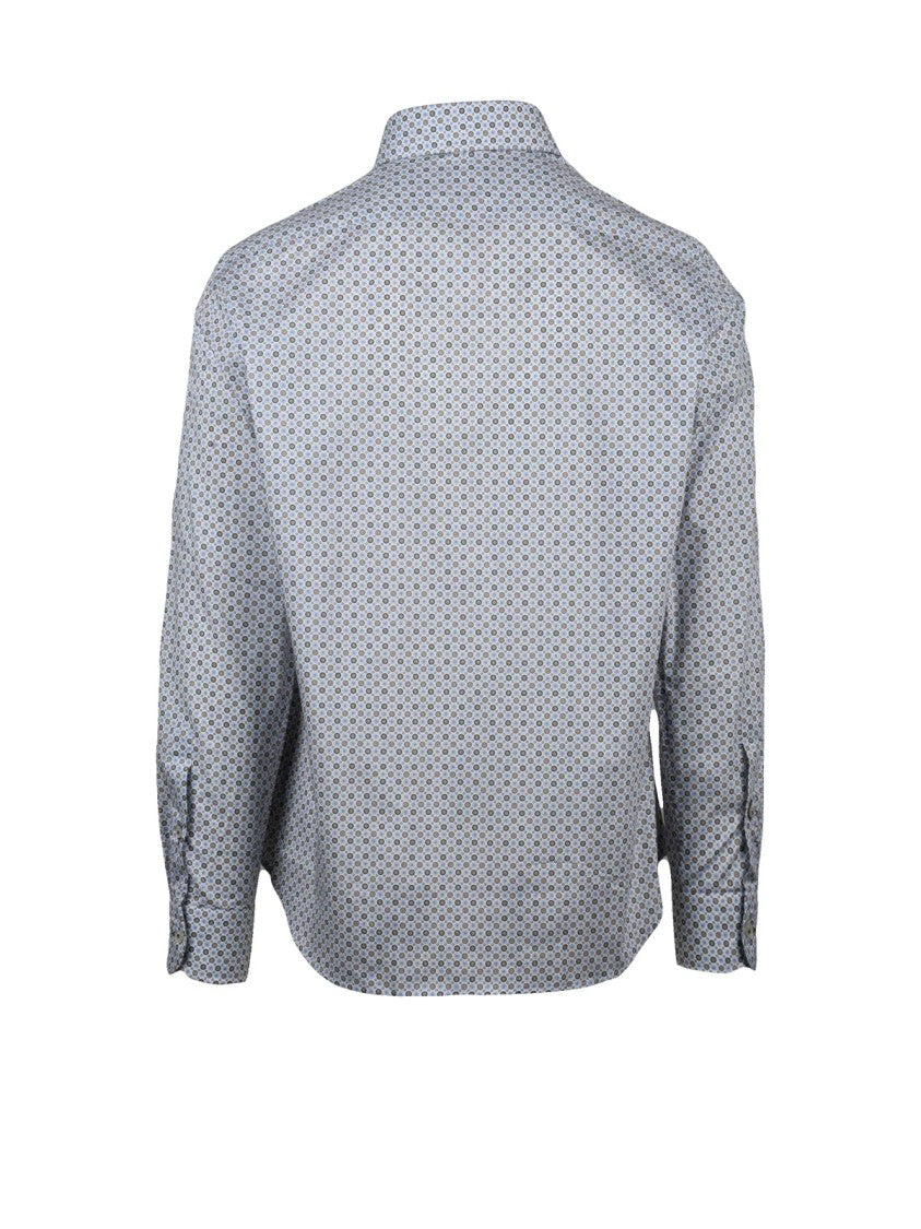 Sonrisa Fior Di Cotone Long-Sleeve Casual Shirt With Subtle Geometric Pattern