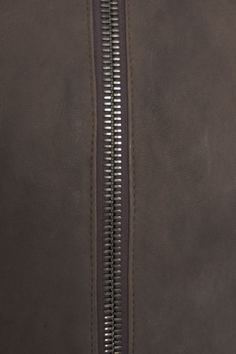 Giorgio Brato Brown Leather Jacket With High Collar