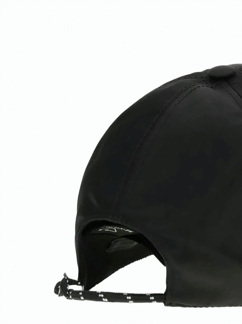 Prada Structured Black Polyamide Ball Cap With Metal Logo