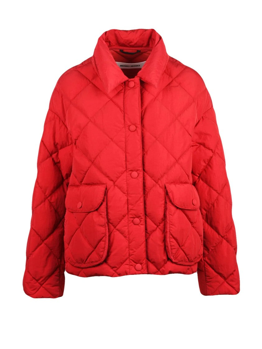 Ienki Ienki Red Quilted Nylon Short Down Jacket
