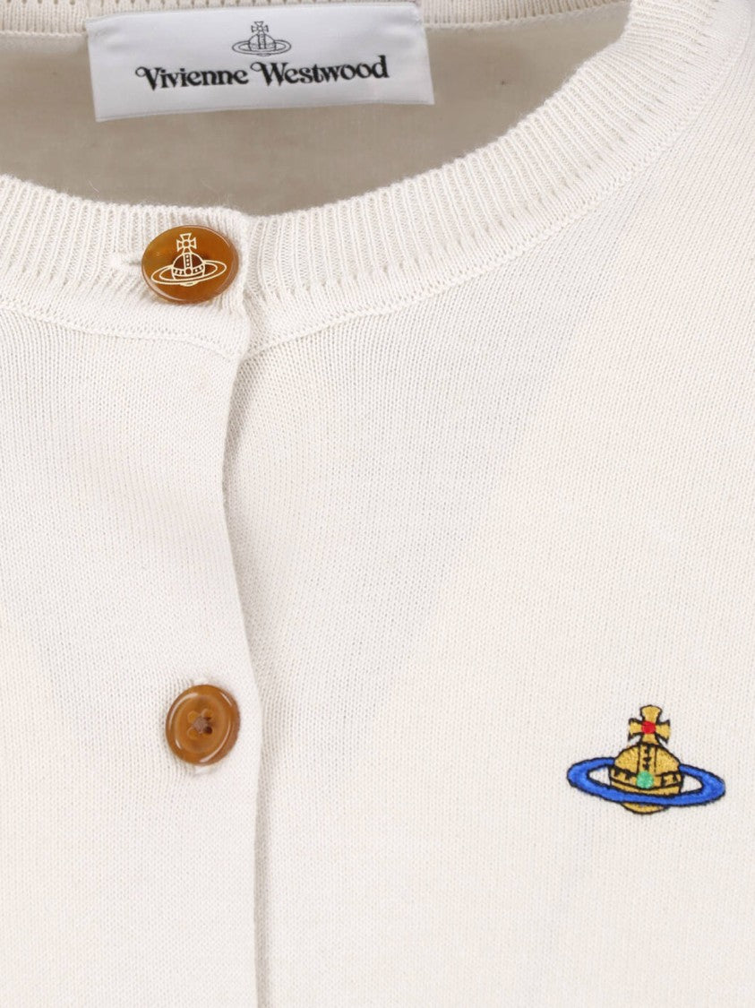 Vivienne Westwood White Cashmere-Blend Orb Cropped Cardigan