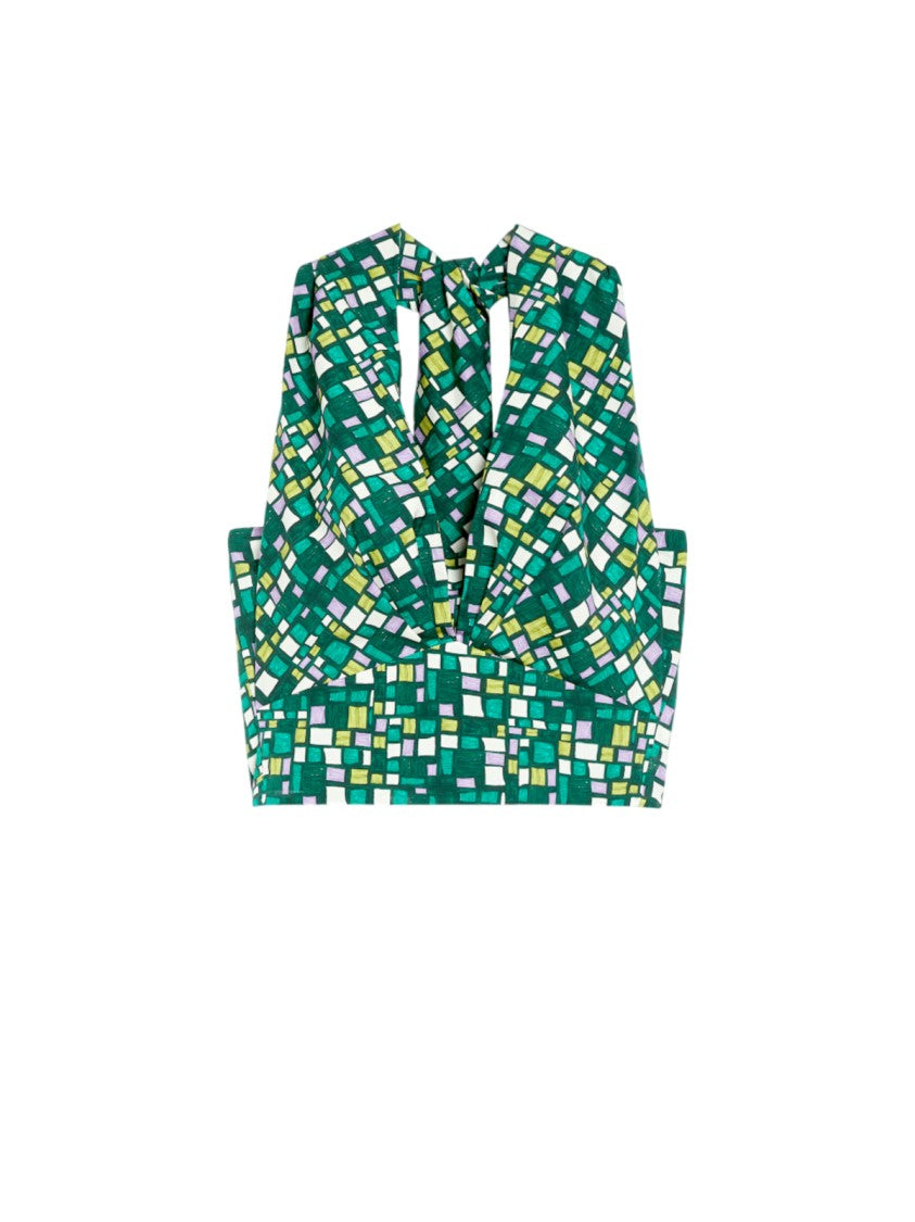 Max Mara Geometric Mosaic Halter Crop Top