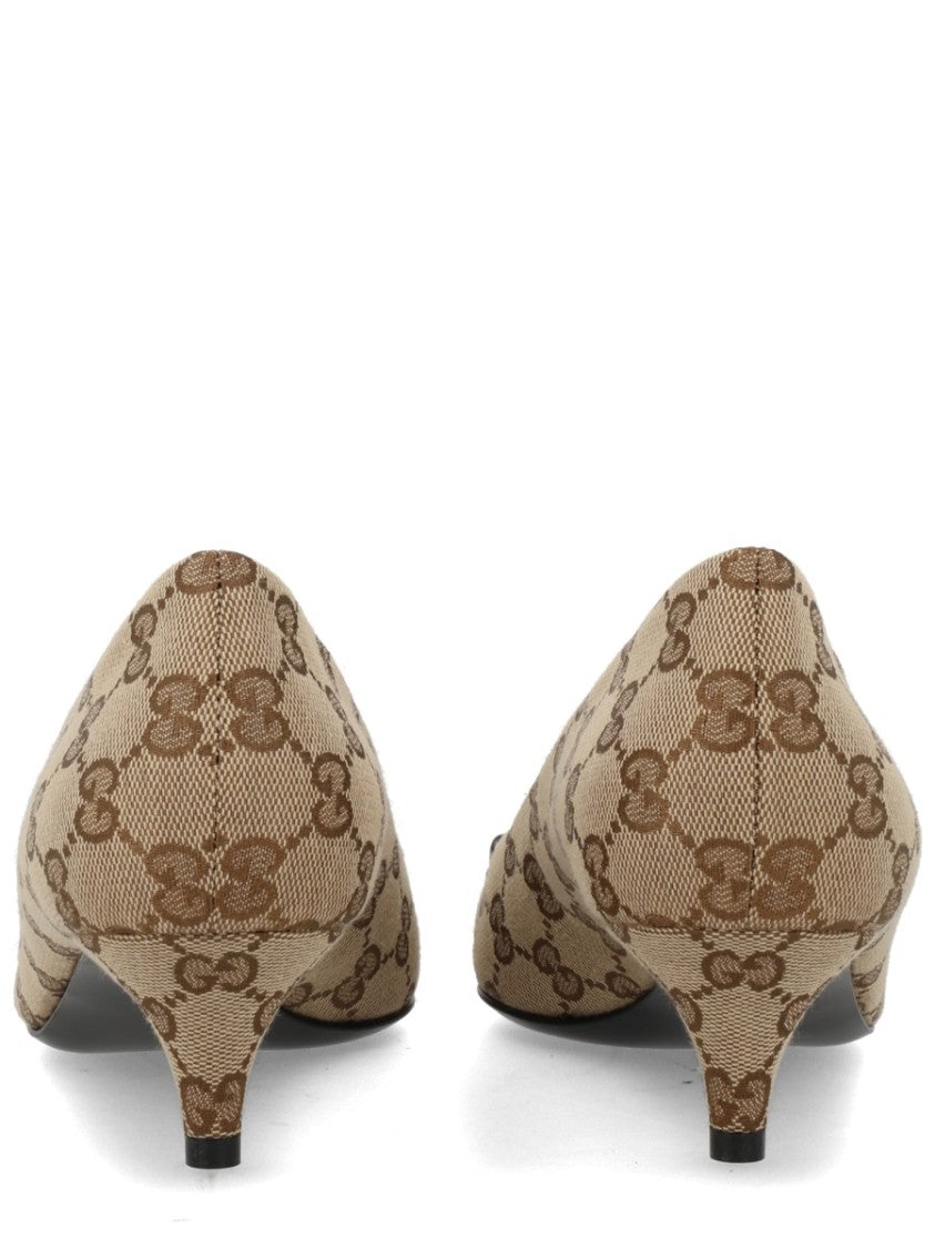 Gucci Pointed-Toe Monogram Clamp Pumps