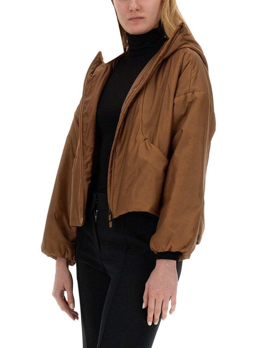 Herno Cropped Brown Nylon Jacket