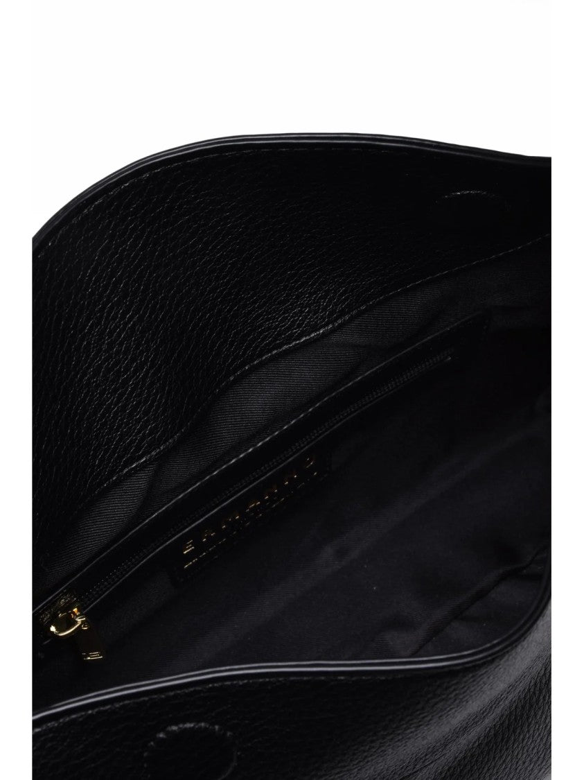 Ermanno Firenze Black Polyurethane Hobo Shoulder Bag