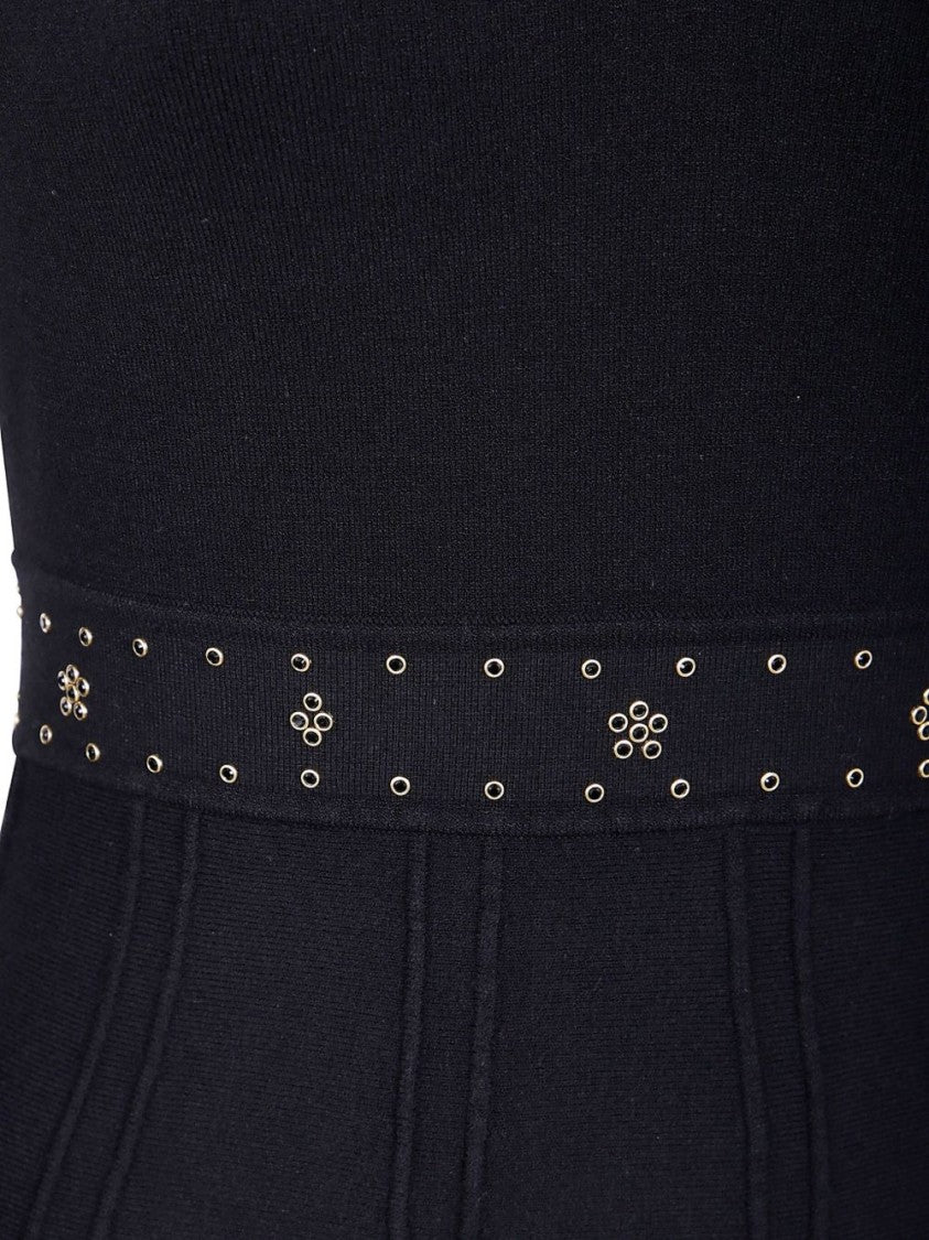 Twin-Set V-Neck Midi Dress With Flared Skirt