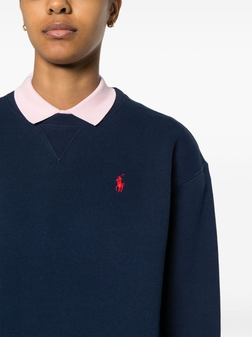 Polo Ralph Lauren Deep Navy Cotton-Blend Sweatshirt With Embroidered Logo