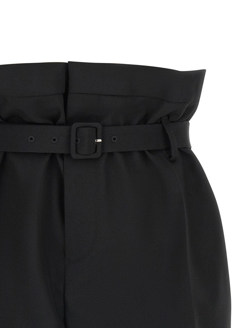 Saint Laurent High-Waisted Pouch Style Shorts With Stretched Pleats And Removable Belt