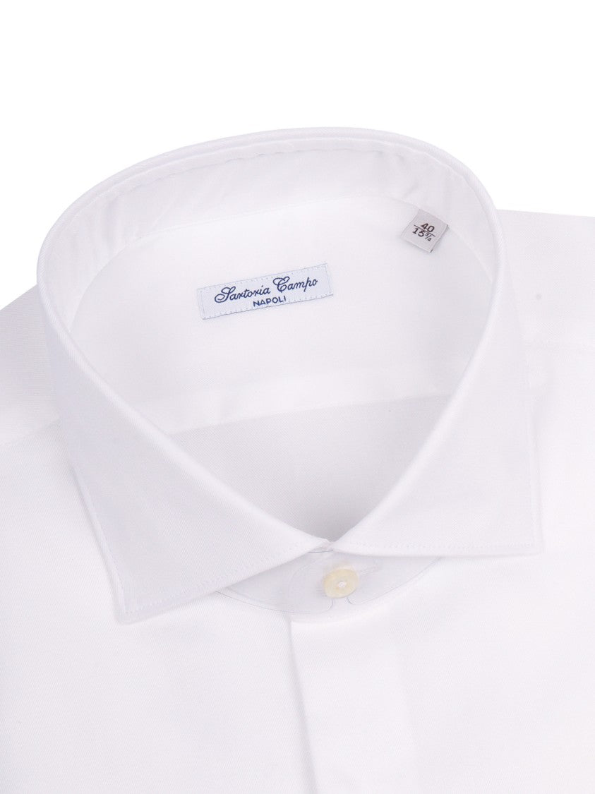 Sartoria Del Campo-Sonrisa White Structured Dress Casual Shirt