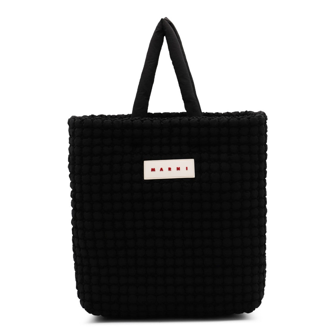 Marni Textured Padded Black Tote With Logo Detail