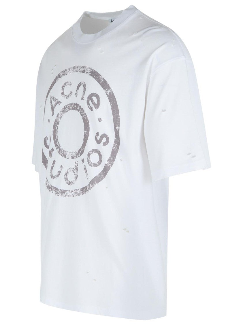 Acne Studios White Cotton Blend T-Shirt