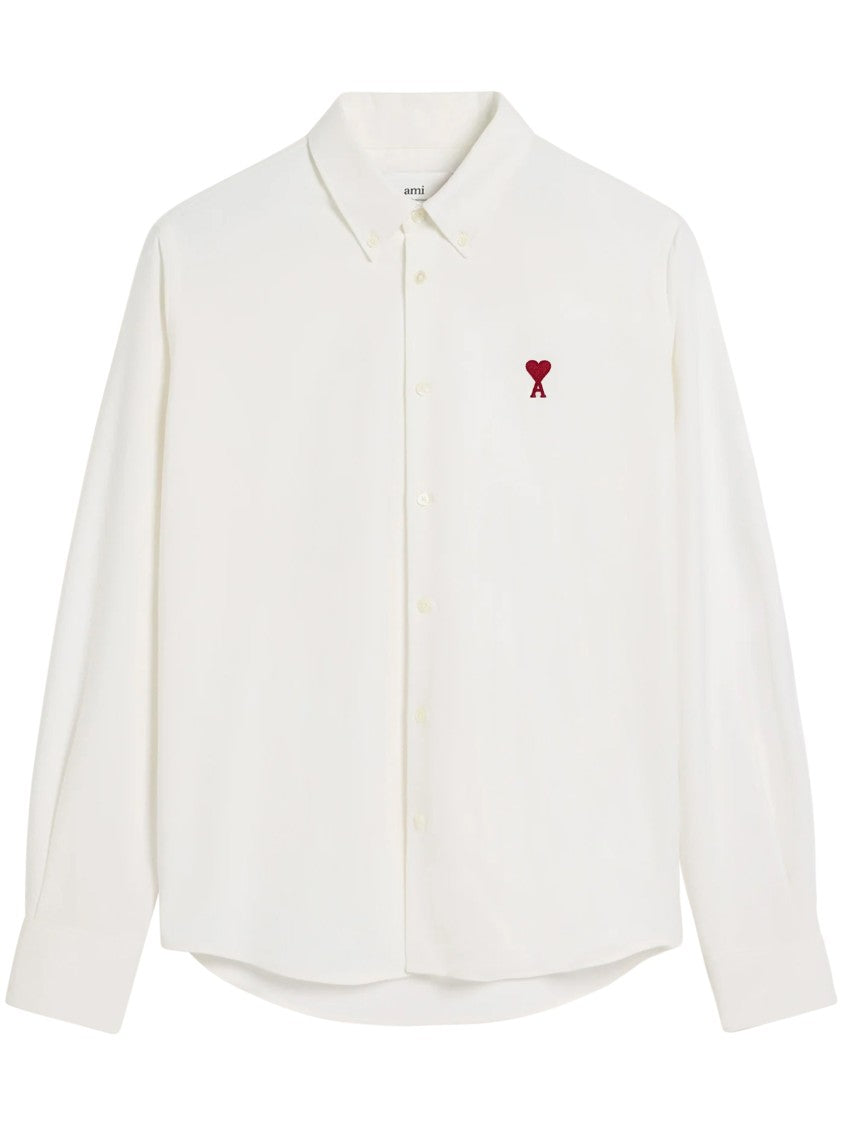 Ami Classic Button-Down Shirt With Heart Logo