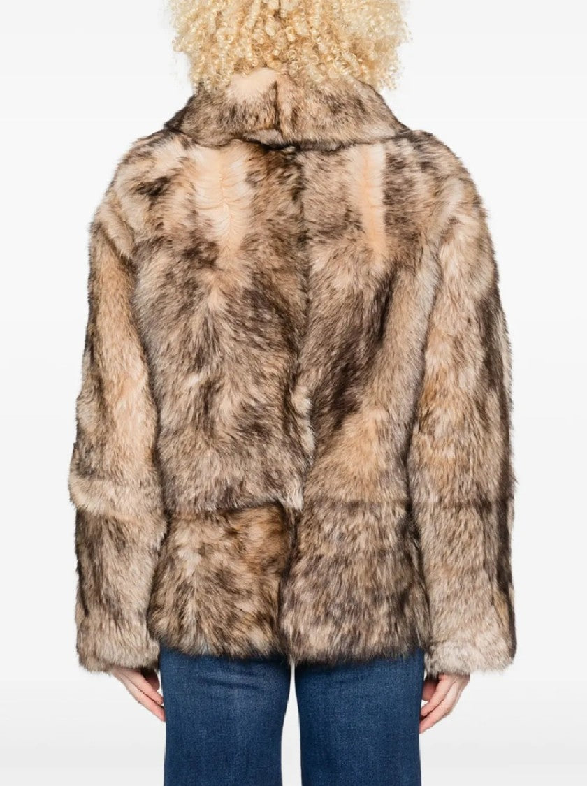 P.A.R.O.S.H. Boxy Lambskin Jacket With Plush Fur Exterior And Leather Interior