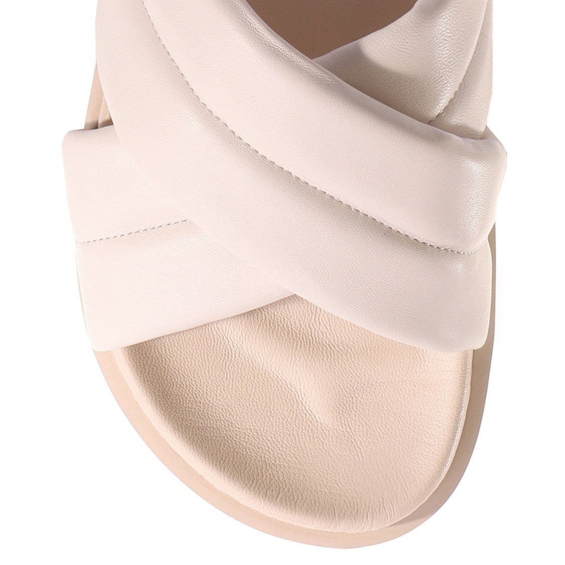 Högl Beige Tessa Padded Crisscross Leather Slippers