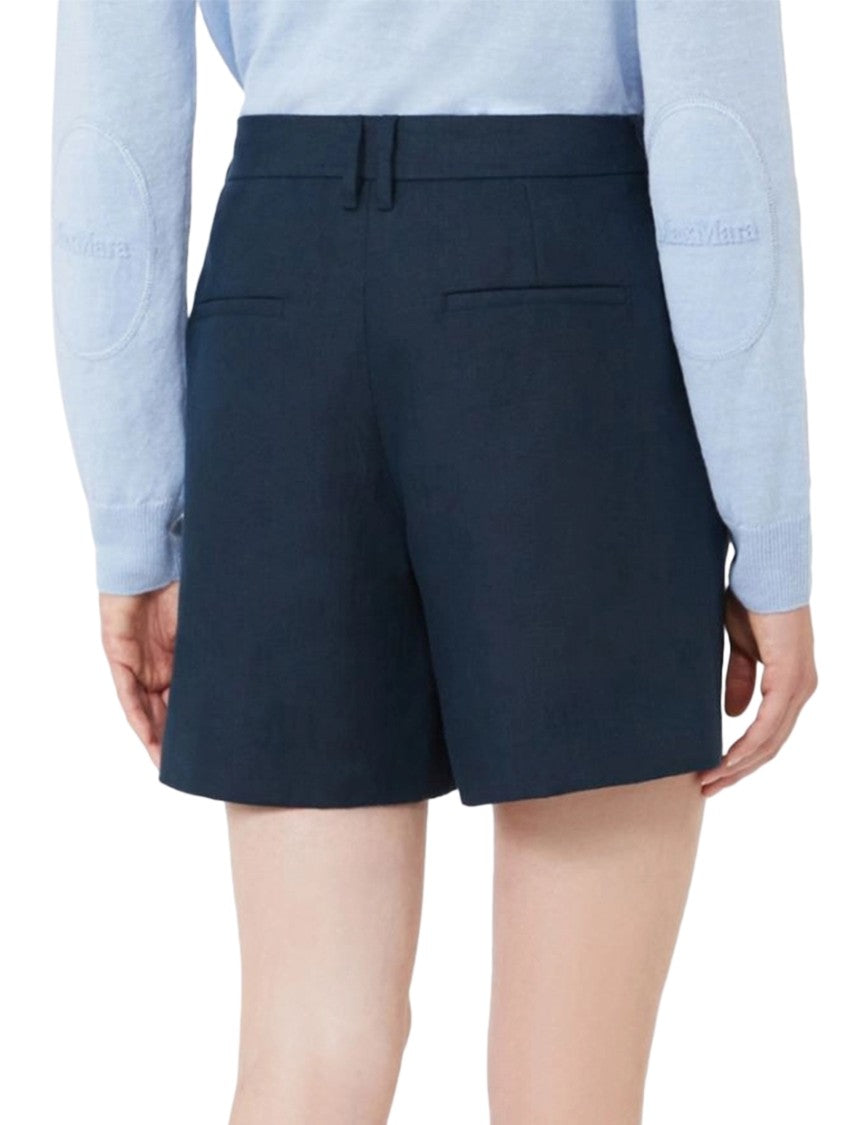 Max Mara Tailored Blue Linen Shorts With Structured Design