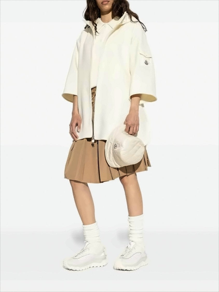 Moncler Soft Wool Blend Hooded Cape With