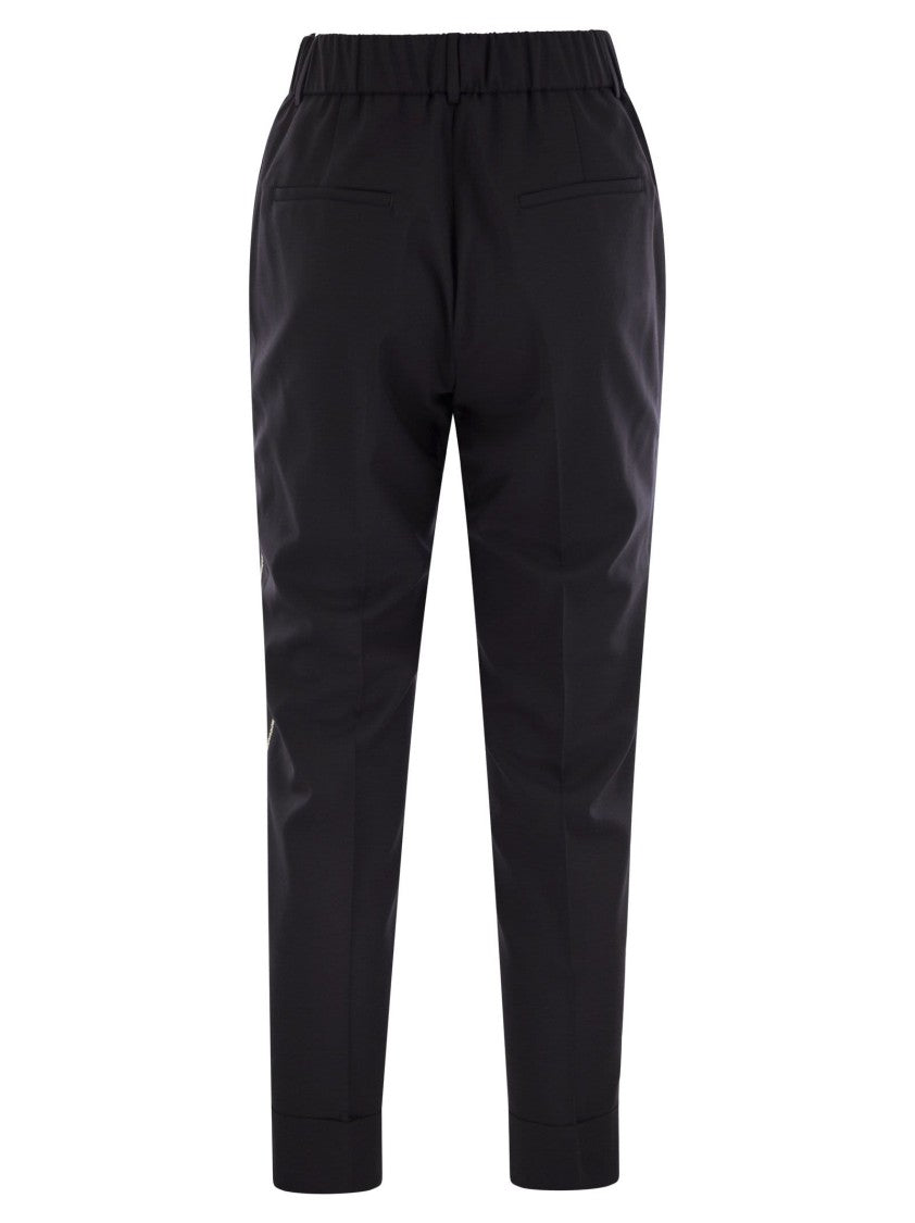 Peserico Virgin Wool Blend Trousers With Jewellery