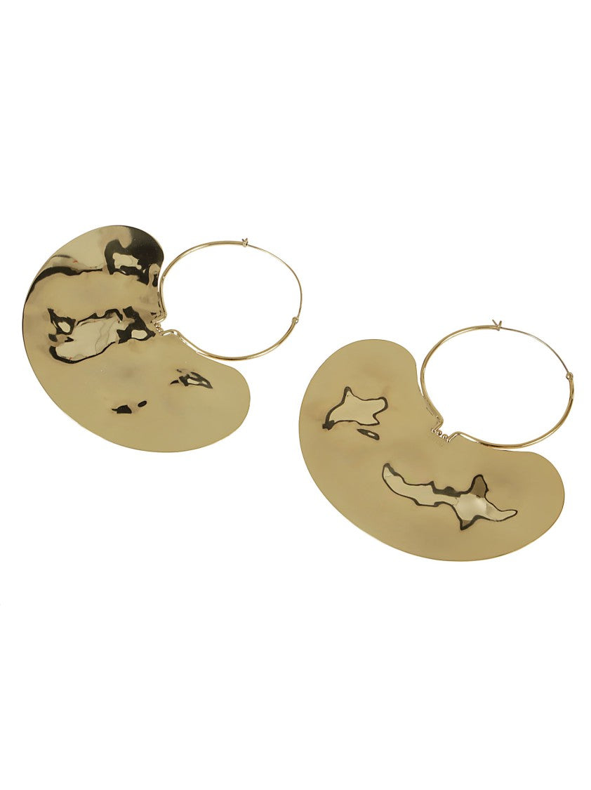 Patou Statement Metallic Hoop Earrings With Unique Organic Shape