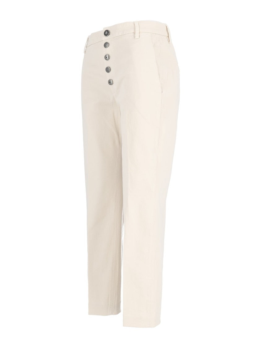 Dondup Cropped High-Waist Pants With Distinctive Button Fly Closure