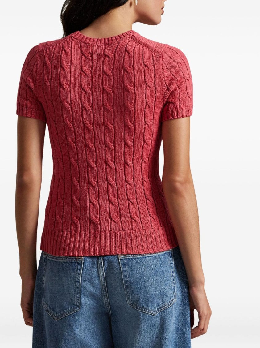 Polo Ralph Lauren Short-Sleeved Cable-Knit Sweater With Embroidered Pocket Detail