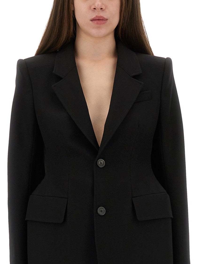 Balenciaga Tailored Black Hourglass Jacket With Classic Lapel And Defined Waist