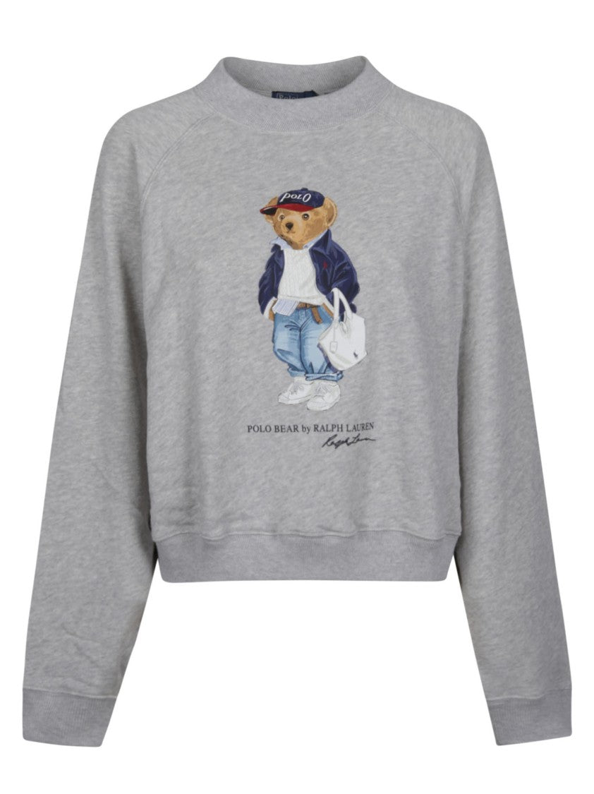 Polo Ralph Lauren Bear Cropped Heather Grey Sweatshirt