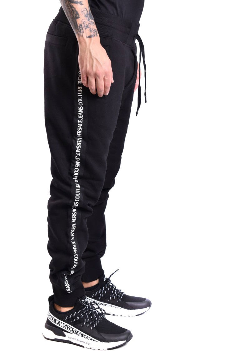 Versace Jeans Couture Tapered Black Trousers With Ribbed Cuffs