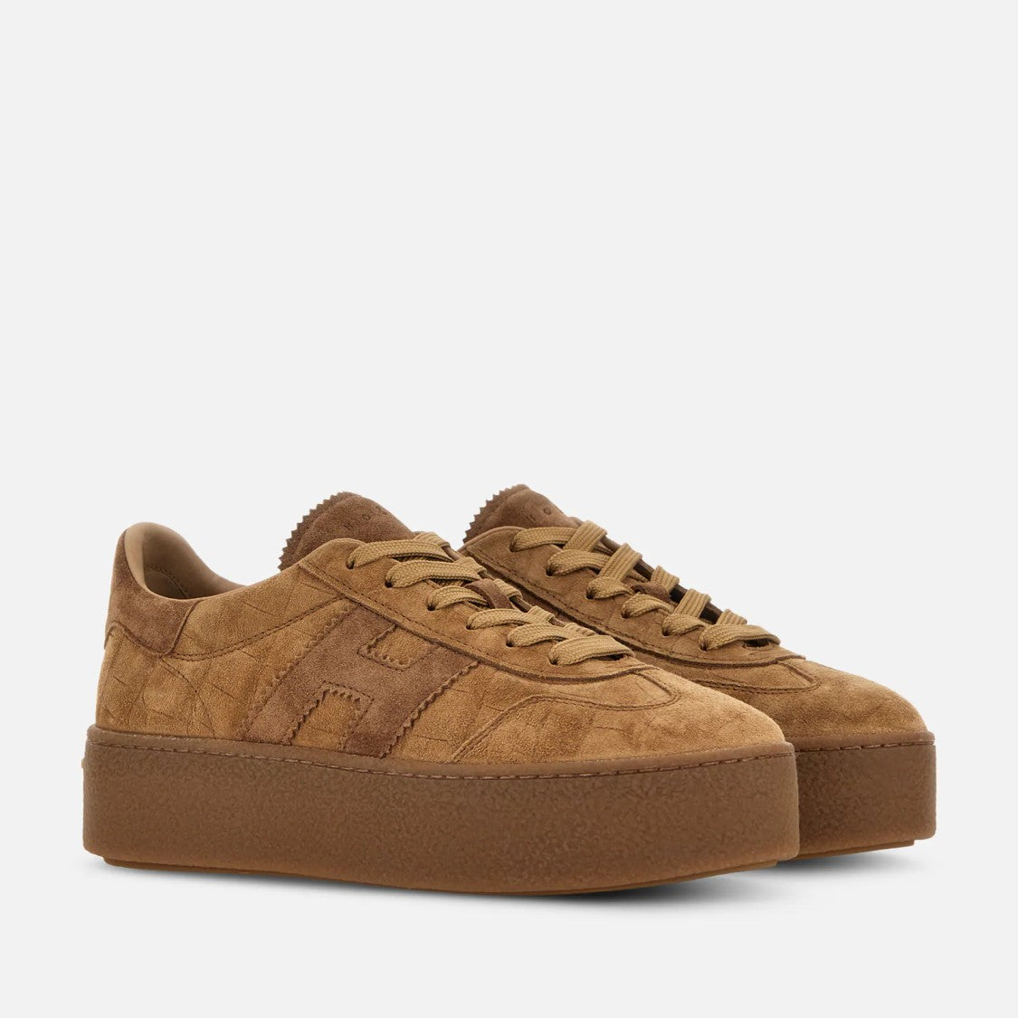 Hogan Refined Lace-Up Calfskin Platform Shoes