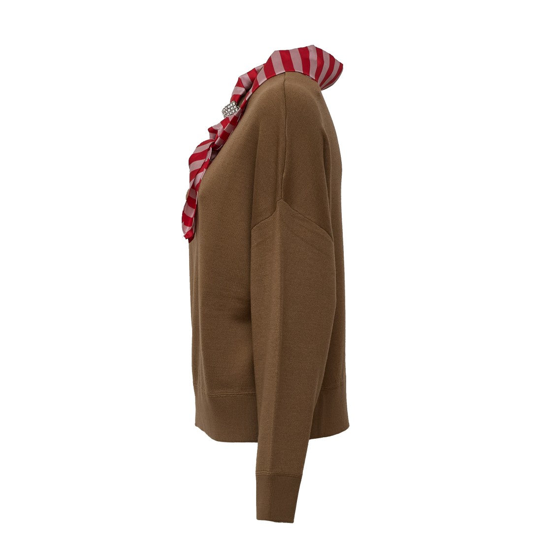 Essentiel Antwerp Camel Kurtis Wool-Blend Striped Scarf Sweater
