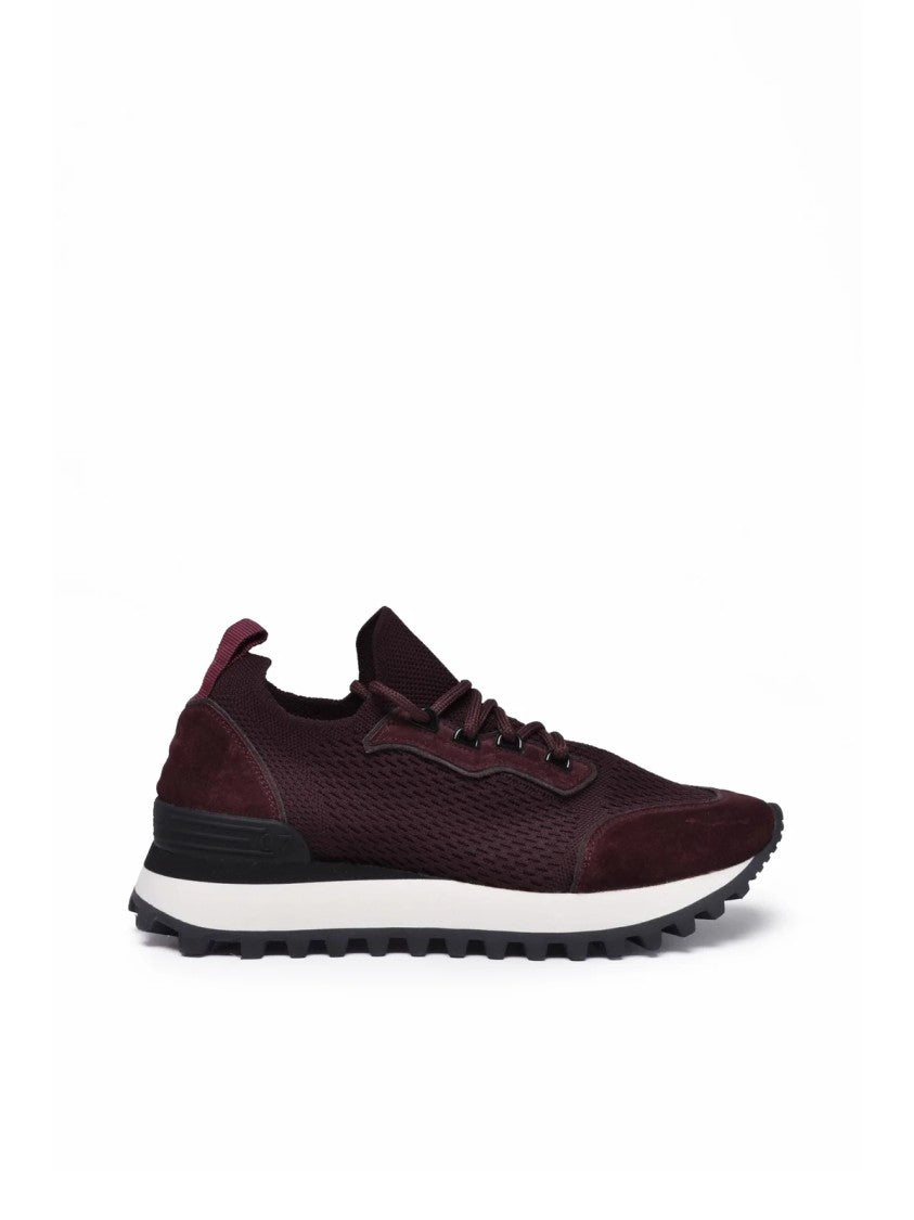 Eleventy Red Stretch Upper Suede-Blend Sneakers