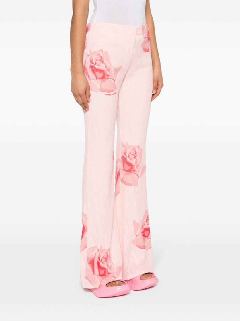 Kenzo Flared Rose Print Trousers