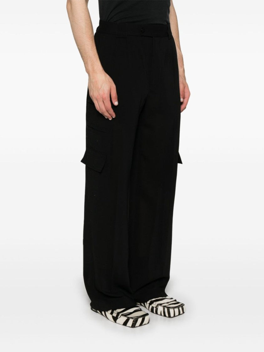 Namacheko Wide-Leg Tailored Pants With Concealed Fastening And Flap Pockets