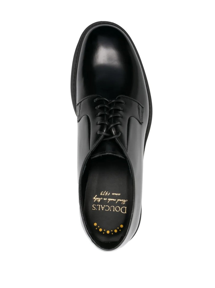 Doucal's Polished Black Derby Shoes