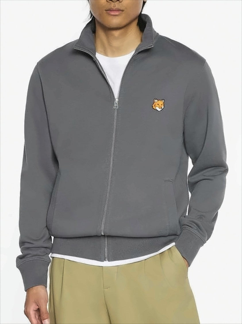 Maison Kitsuné Regular-Fit Grey Sweatshirt With Front Zipper
