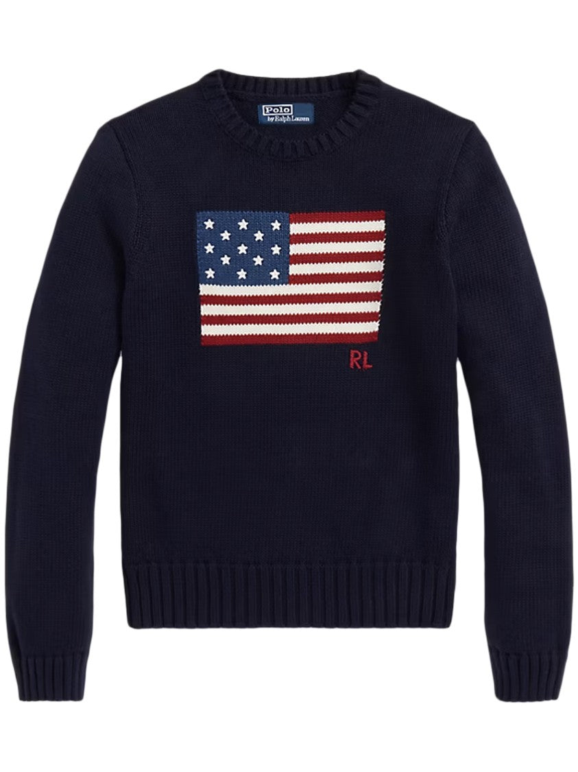 Polo Ralph Lauren Flag Cable Knit Cotton Pullover Sweater