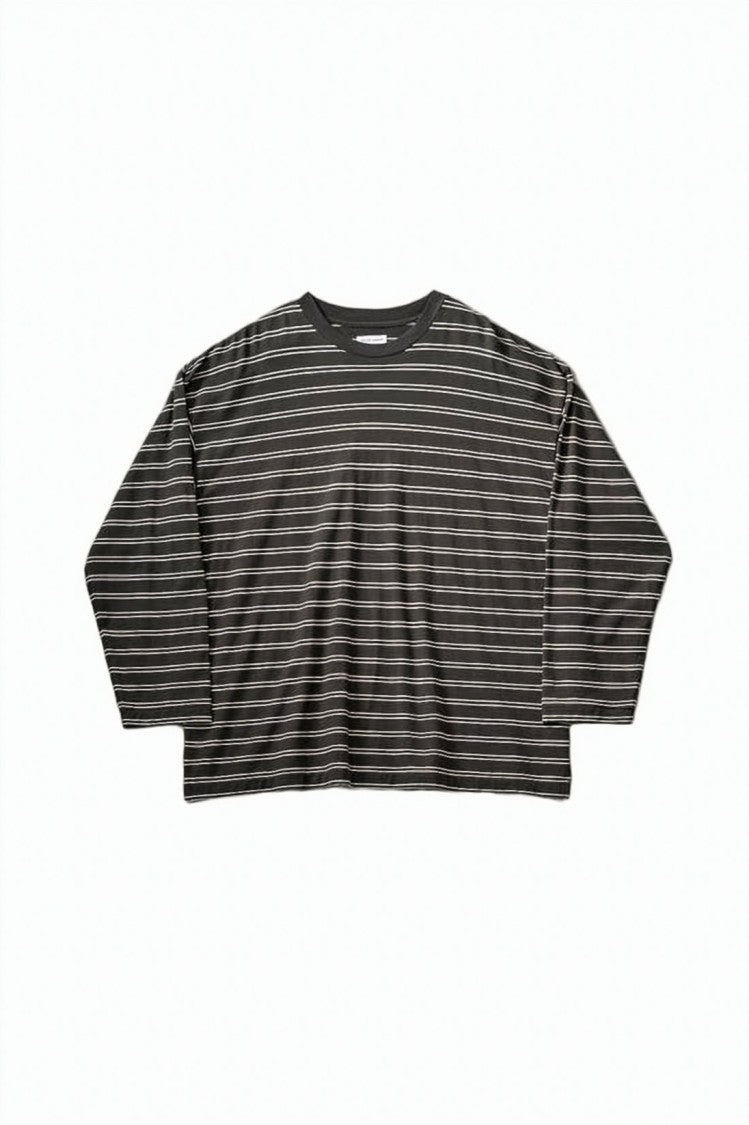 Kaptain Sunshine Relaxed Boxy Fit Long-Sleeve Shirt With Horizontal Stripes