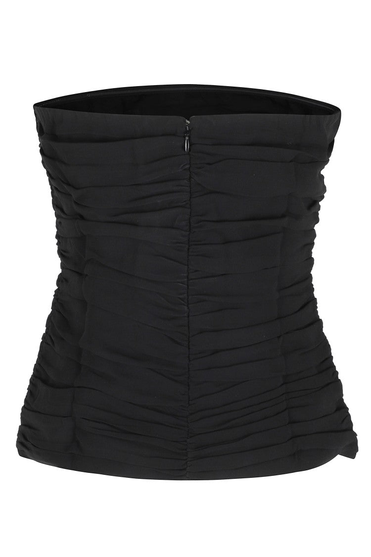 Herskind Black Ringo Ruffled-Pleats Acetate-Blend Top