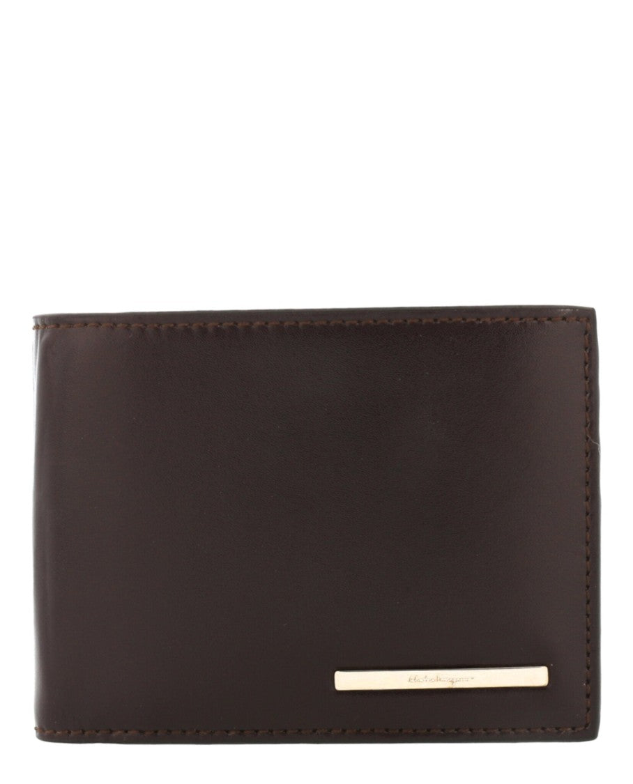 Ferragamo Calfskin Leather Crosta Bifold Wallet With Silver-Tone Hardware