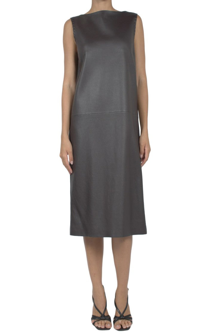 Fendi Grey Boat-Neck Deer Midi Dress