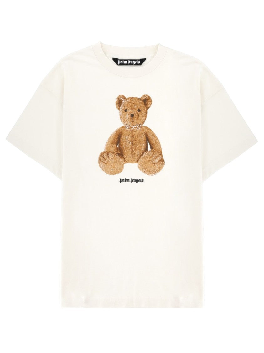 Palm Angels White Bear Teddy Graphic Cotton T-Shirt